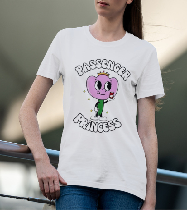 Passenger Princess Doublecrossco Cartoon Character With Crown And Drink T-Shirt