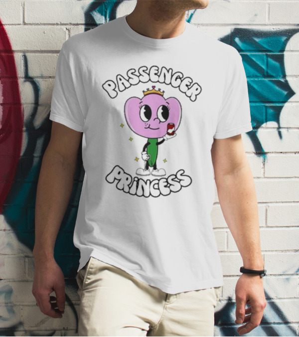 Passenger Princess Doublecrossco Cartoon Character With Crown And Drink T-Shirt