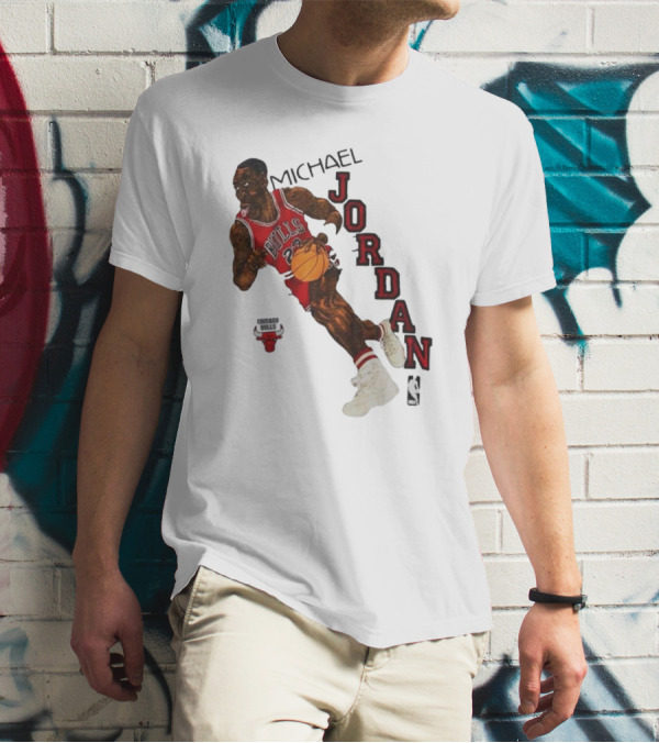 Michael Jordan Chicago Bulls Cartoon NBA T-Shirt