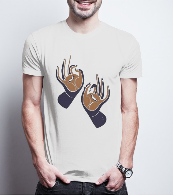 Zwangere Guy Zg Hands Bird Motif T-Shirt