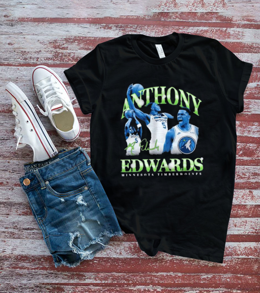 Anthony Edwards Wolves Minnesota Timberwolves 90s Retro T-Shirt