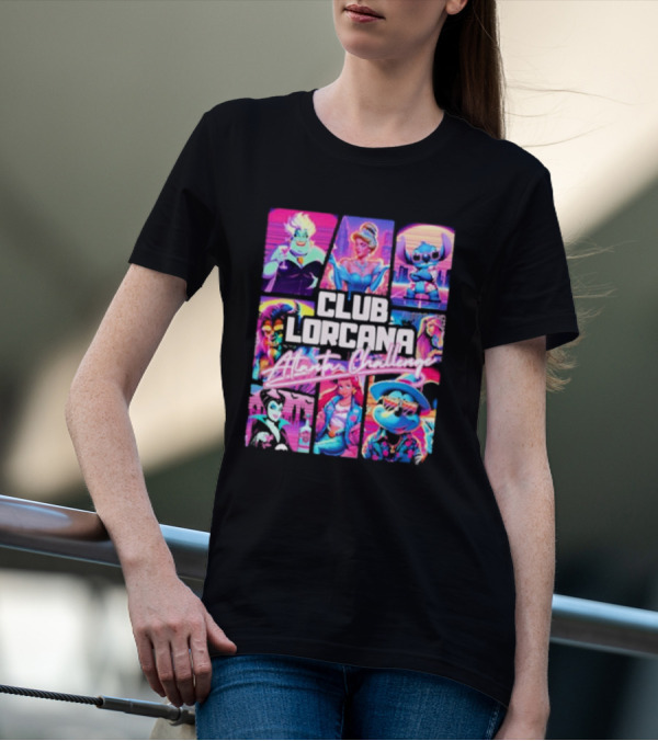 Club Lorcana Atlanta Challenge Ursula Cinderella Stitch 80s Neon T-Shirt