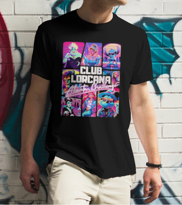 Club Lorcana Atlanta Challenge Ursula Cinderella Stitch 80s Neon T-Shirt
