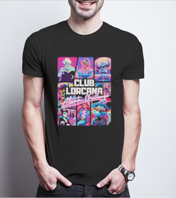 Club Lorcana Atlanta Challenge Ursula Cinderella Stitch 80s Neon T-Shirt