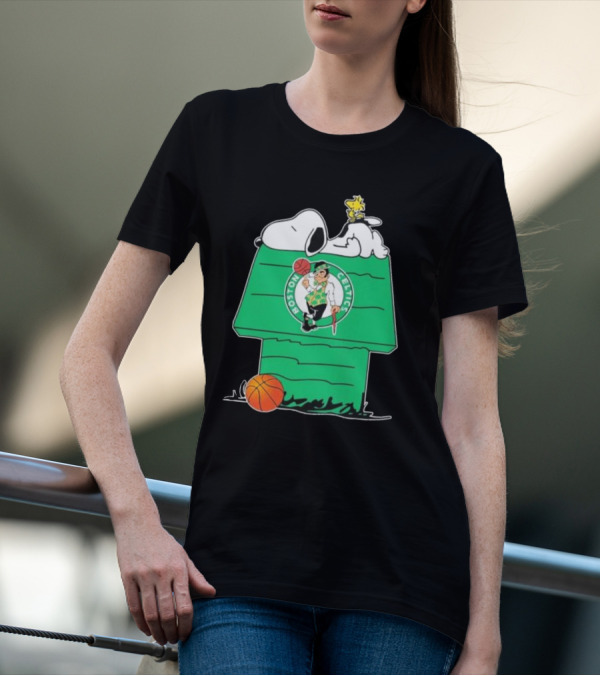 Peanuts Snoopy Woodstock Boston Celtics Basketball House T-Shirt