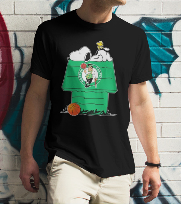 Peanuts Snoopy Woodstock Boston Celtics Basketball House T-Shirt