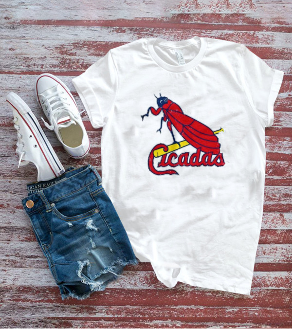 St. Louis Cicadas Red Insect Mascot Baseball Team T-Shirt