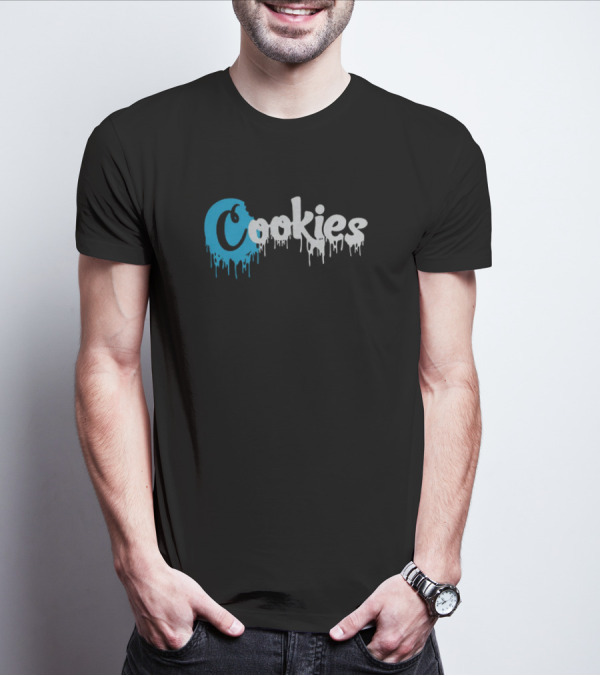 Cookies Dripping Text Blue T-Shirt