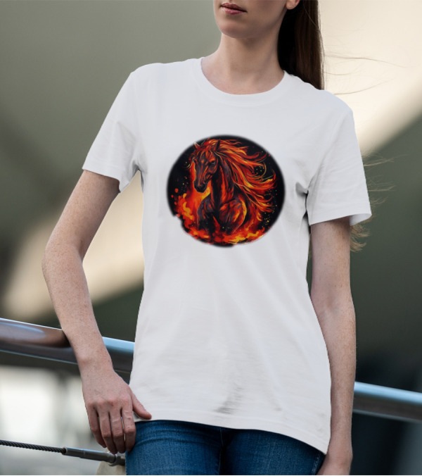 Fiery Horse With Flames For Funny Horse Lovers T-Shirt