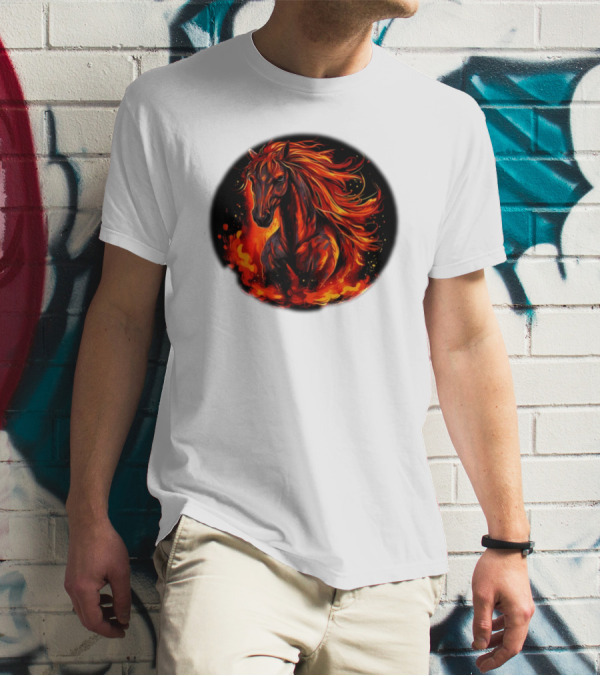 Fiery Horse With Flames For Funny Horse Lovers T-Shirt