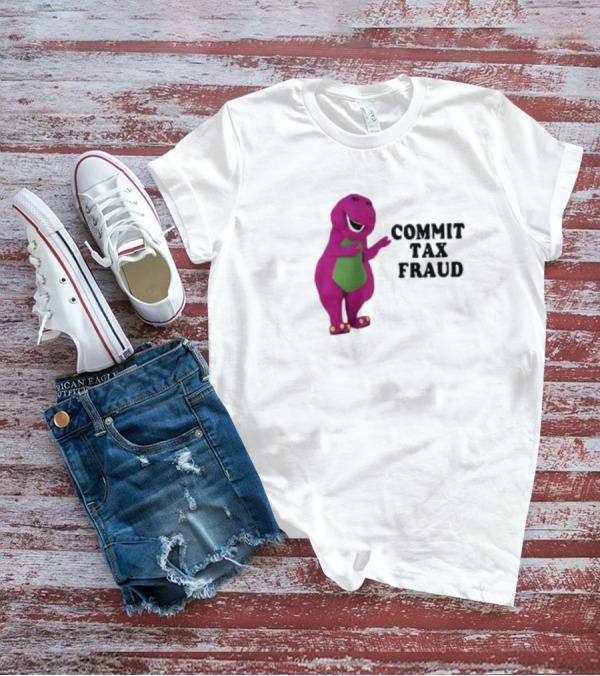 Commit Tax Fraud Purple Dinosaur Joke T-Shirt