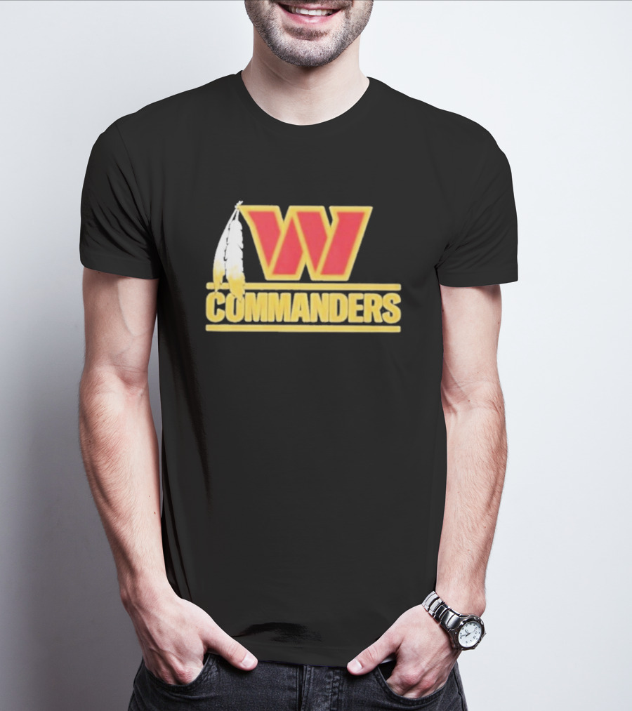 Coach Dan Quinn Commanders Logo W Feather T-Shirt
