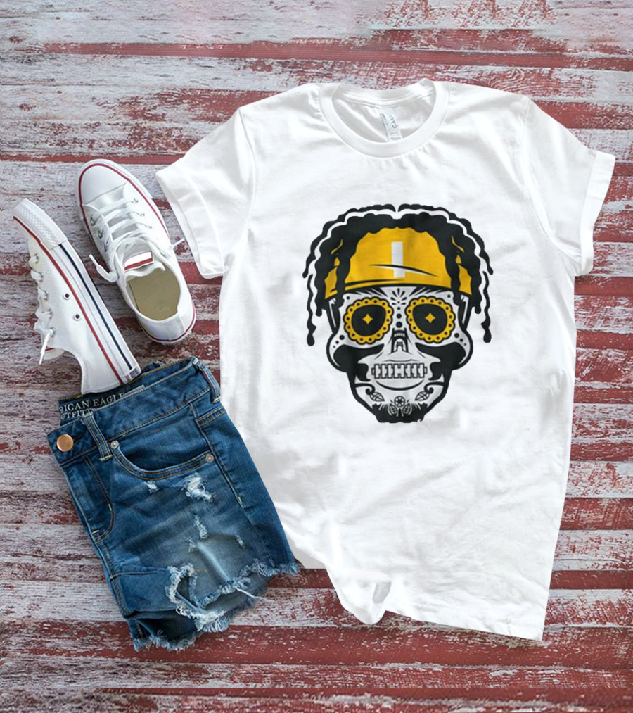 Justin Fields Pittsburgh Football Sugar Skull T-Shirt