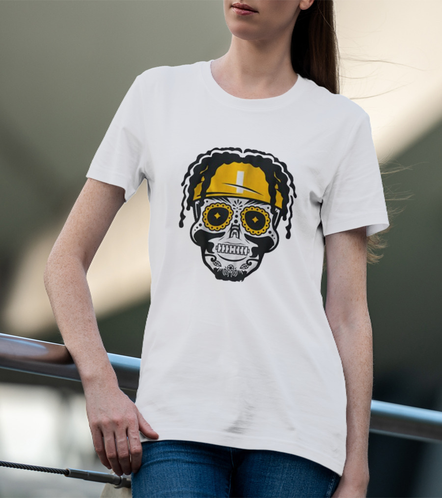 Justin Fields Pittsburgh Football Sugar Skull T-Shirt