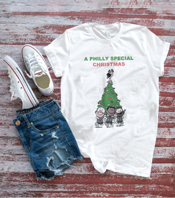A Philly Special Christmas Motif With Festive Tree And Characters T-Shirt