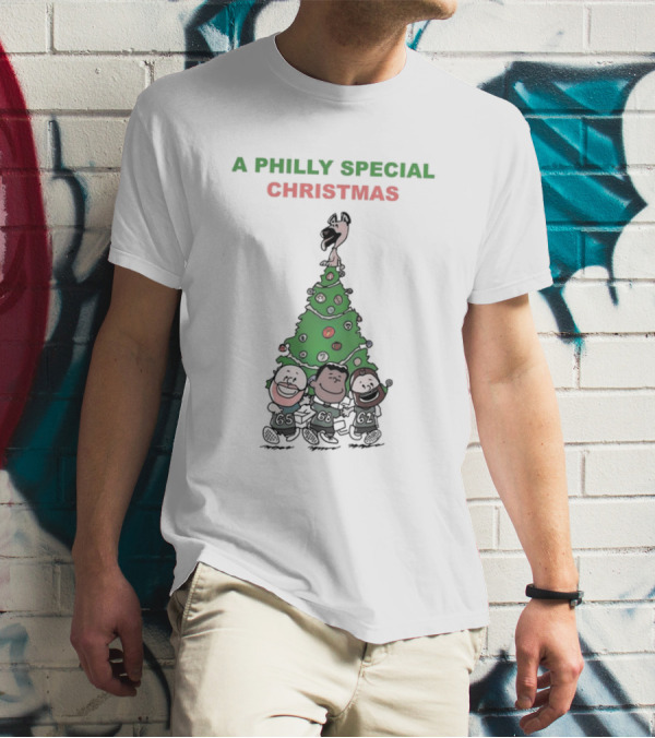 A Philly Special Christmas Motif With Festive Tree And Characters T-Shirt