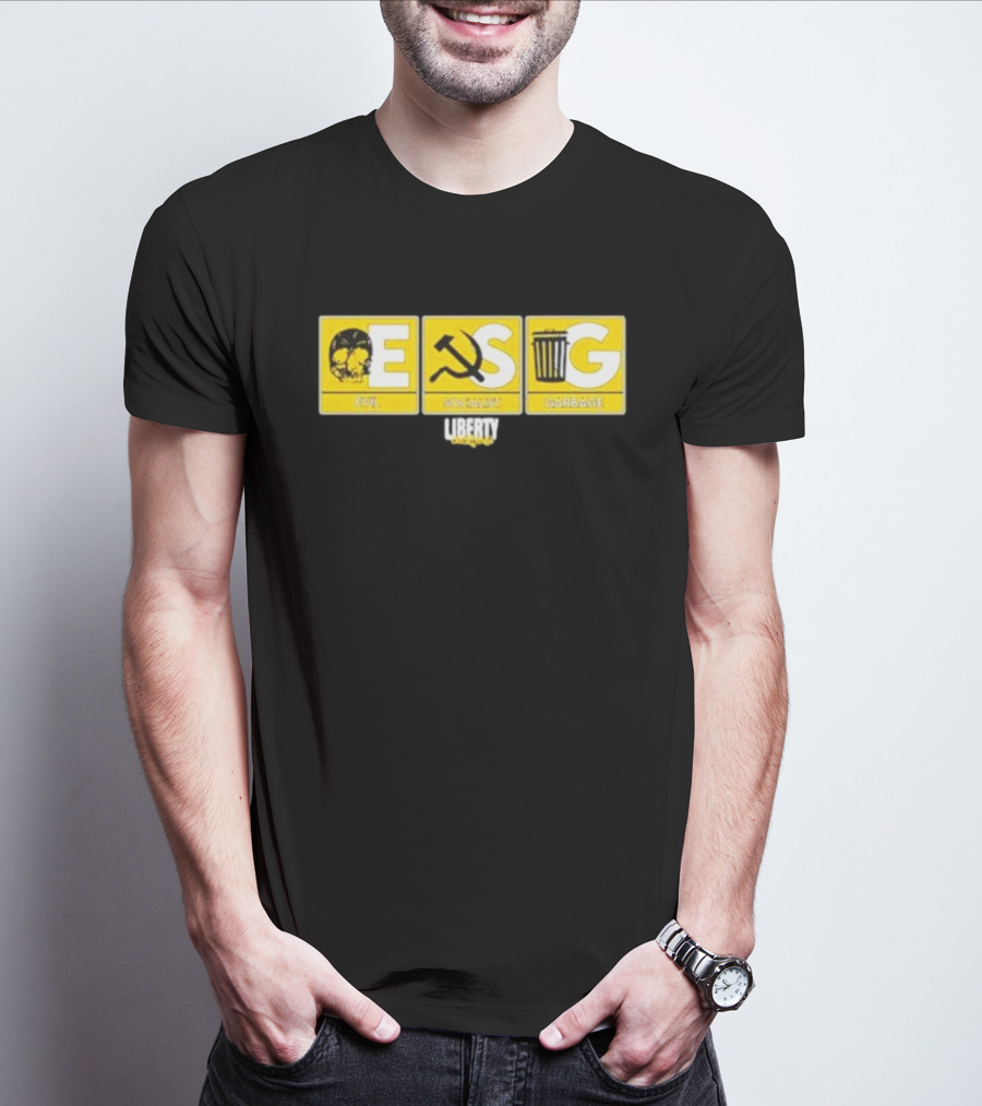 Liberty Lockdown Evil Socialist Garbage Skull Hammer Sickle Trash Can T-Shirt