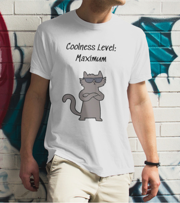 Coolness Level Maximum Swagger Cat With Sunglasses T-Shirt