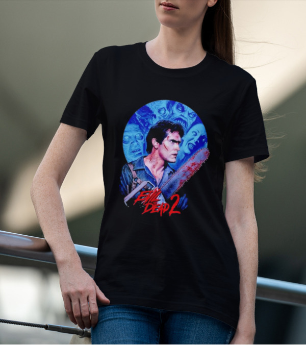 Evil Dead 2 Main Character Chainsaw Fight With Zombies T-Shirt