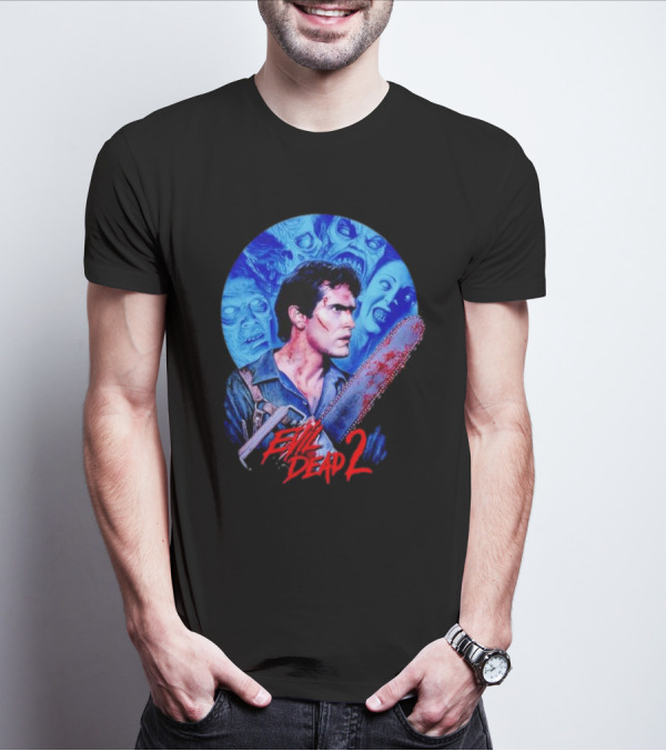 Evil Dead 2 Main Character Chainsaw Fight With Zombies T-Shirt