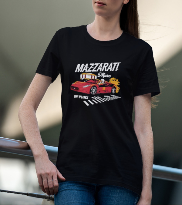 PHNX Mazzarati Marv Racing Car With Flames And Helmet T-Shirt