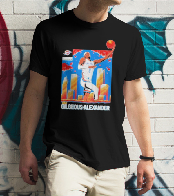 Thunder Basketball Hero Gilgeous-Alexander Skyline Dunk T-Shirt