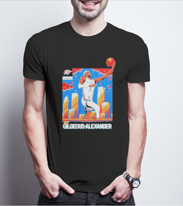 Thunder Basketball Hero Gilgeous-Alexander Skyline Dunk T-Shirt