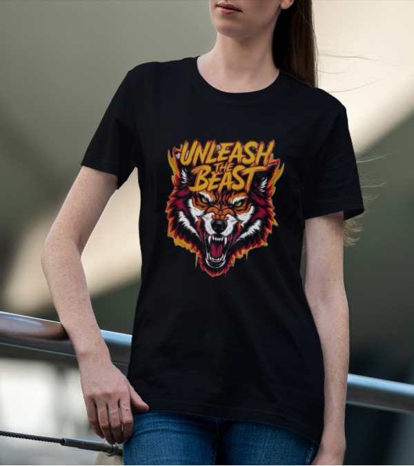 Unleash The Beast Wolf Head Fire T-Shirt