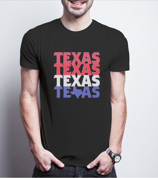 Texas Texas Texas Texas Map Red White Blue T-Shirt