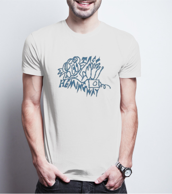 Taco Hemingway Blue Sketch Art With Music And Text Elements T-Shirt