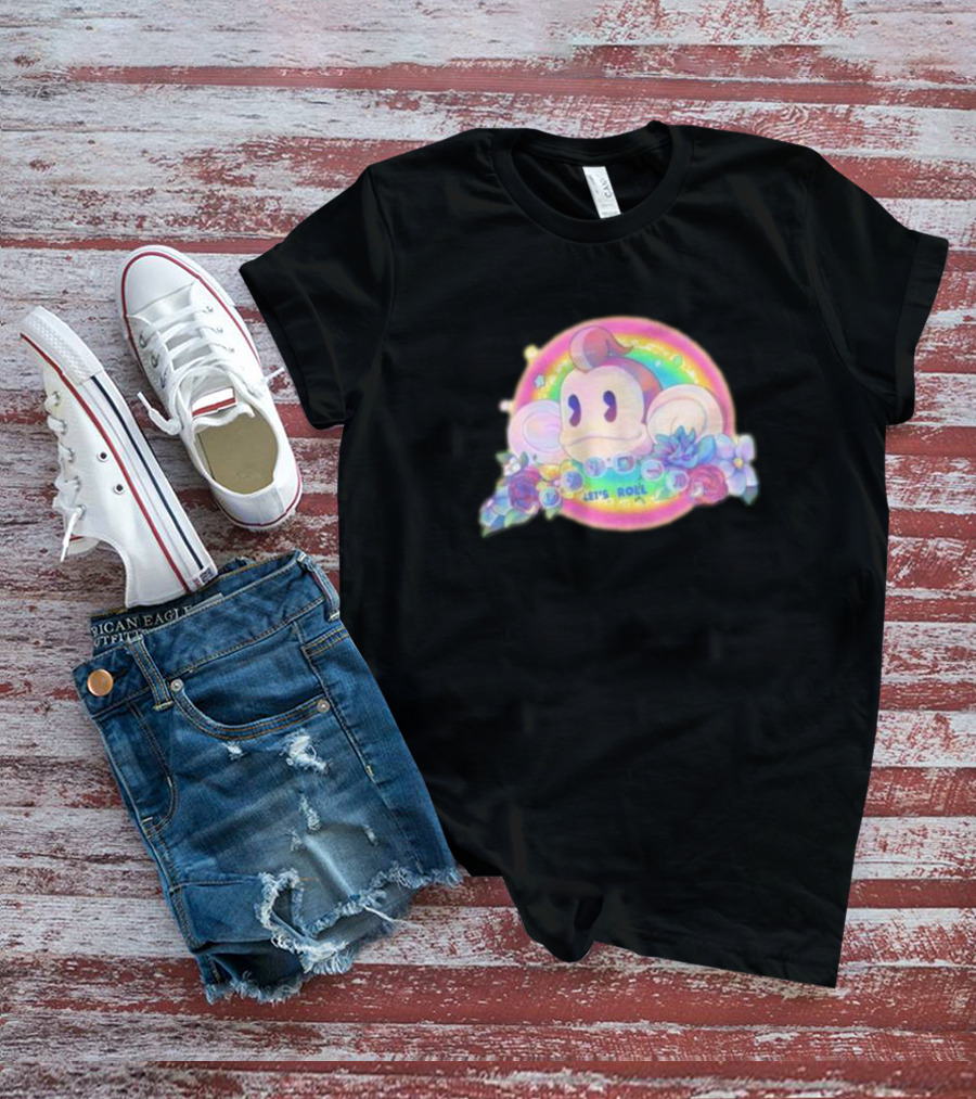 Quit Monkeying Around Let's Roll With Rainbow Monkey And Flowers T-Shirt