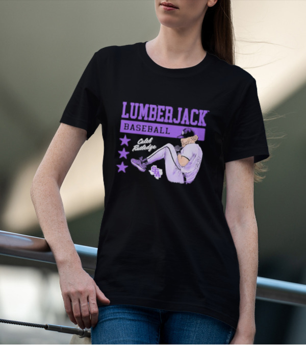 Lumberjack Baseball Caleb Rutledge SFA Cartoon T-Shirt