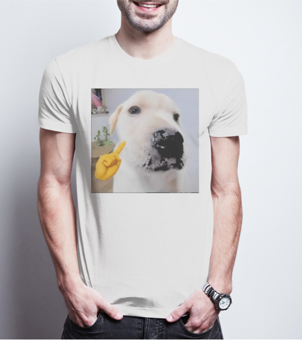 Mewing Cringe Cute Dog Meme Emoji Interaction T-Shirt