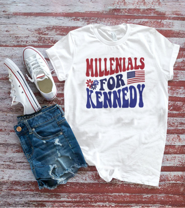Millennials For Kennedy American Flag Flower Power T-Shirt