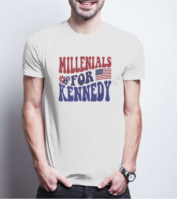 Millennials For Kennedy American Flag Flower Power T-Shirt