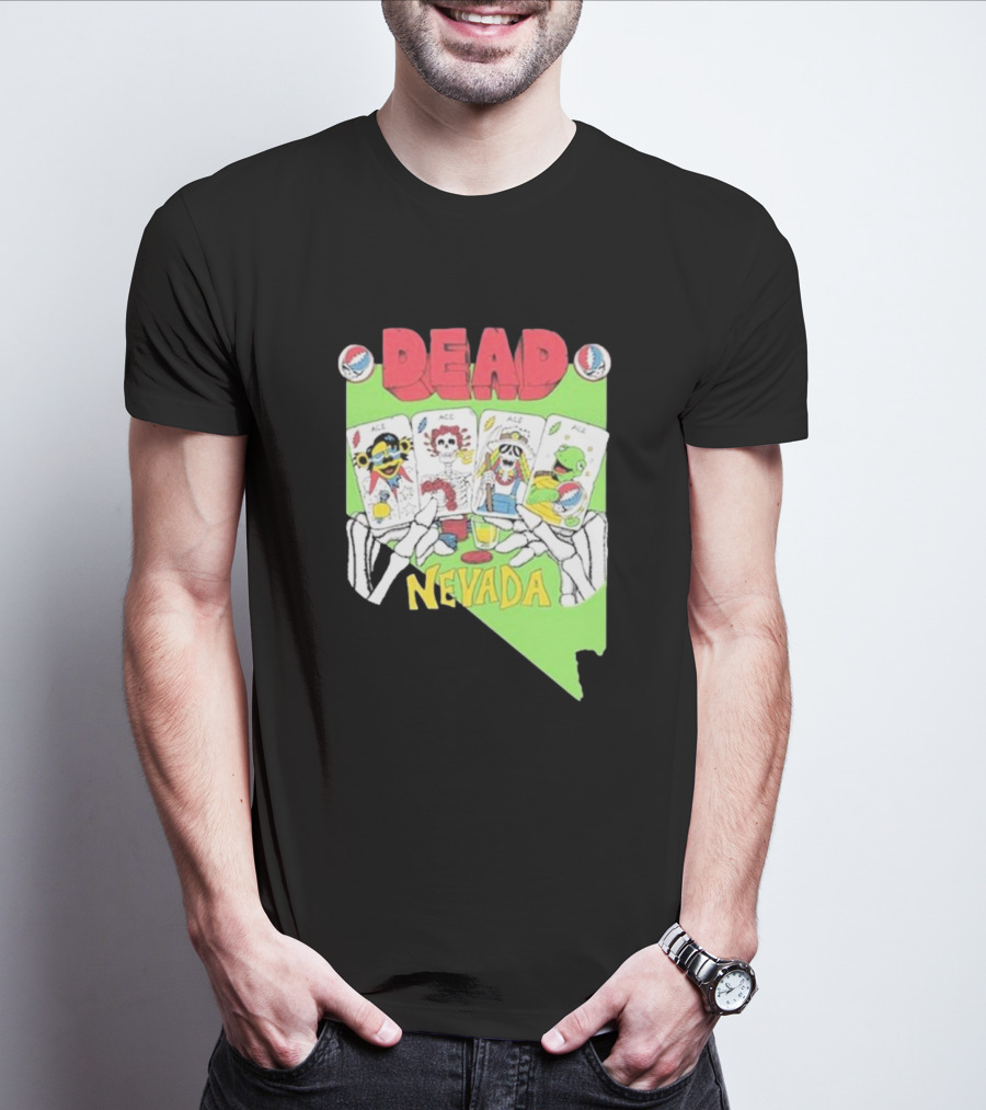 Dead Nevada United States Playing Cards Skeleton Hands T-Shirt