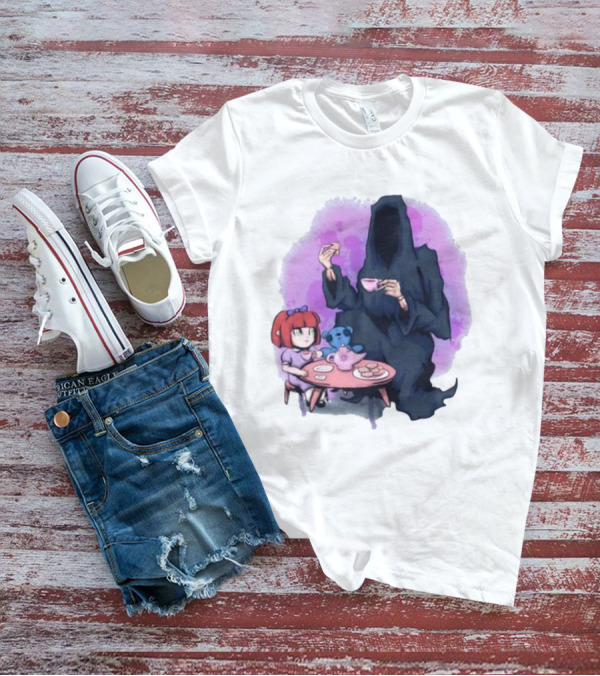 Tea Party With Grim Reaper And Little Girl T-Shirt