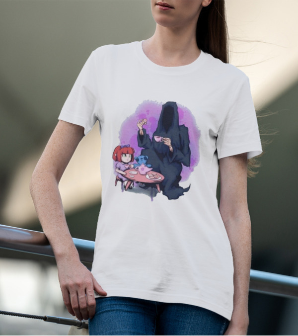 Tea Party With Grim Reaper And Little Girl T-Shirt