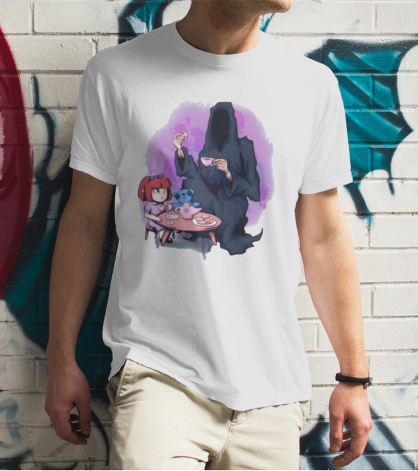 Tea Party With Grim Reaper And Little Girl T-Shirt