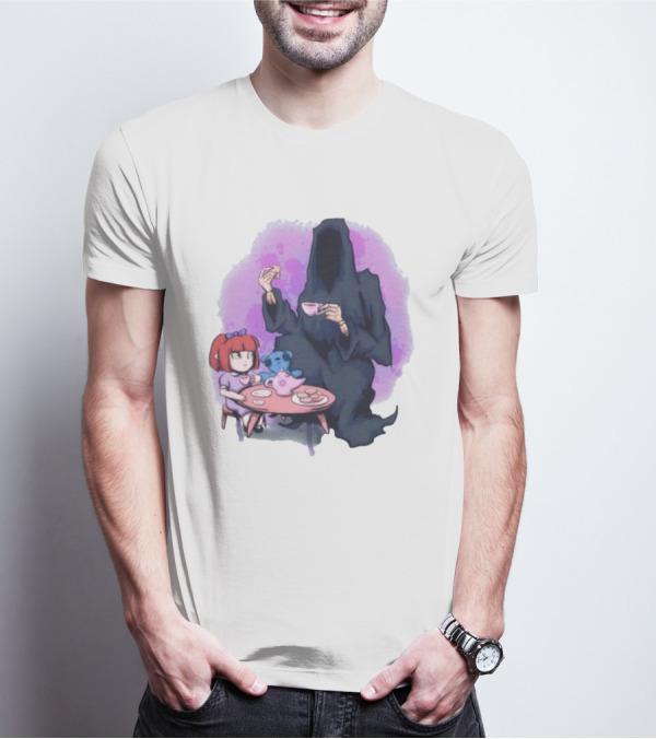 Tea Party With Grim Reaper And Little Girl T-Shirt