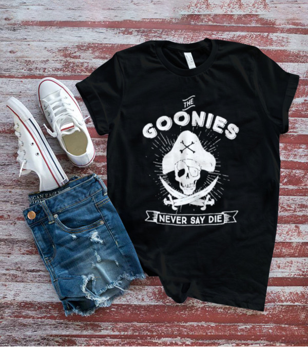 The Goonies Never Say Die Pirate Skull Crossed Swords T-Shirt