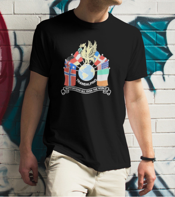 Transalpino Global Supporters With Flags And Globe Emblem T-Shirt