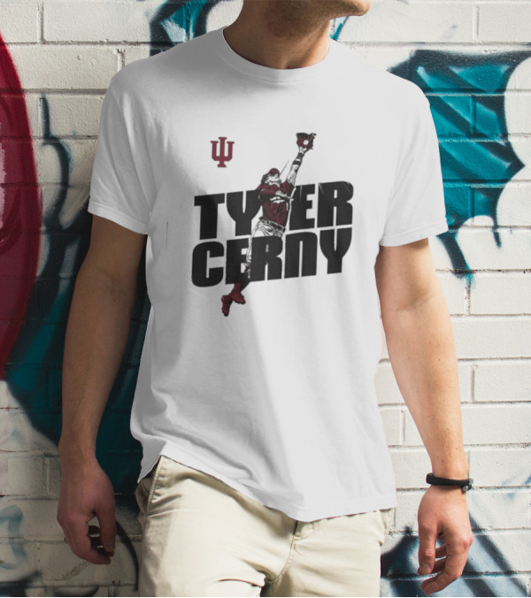 Tyler Cerny Baseball Indiana University Jumping Catch T-Shirt