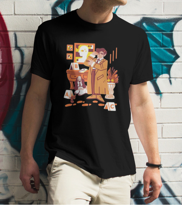 Just One More Thing Columbo Detective Classic Scene With Dog And ABC Cards T-Shirt