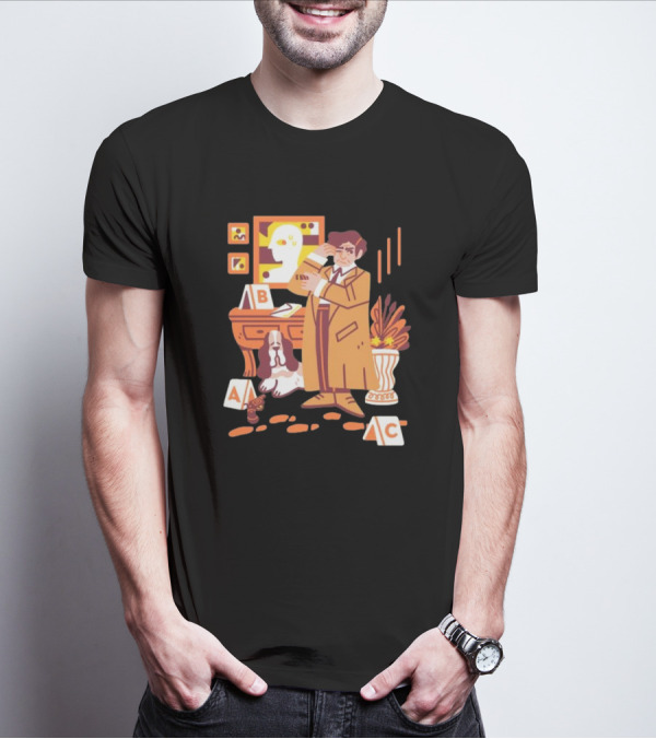 Just One More Thing Columbo Detective Classic Scene With Dog And ABC Cards T-Shirt