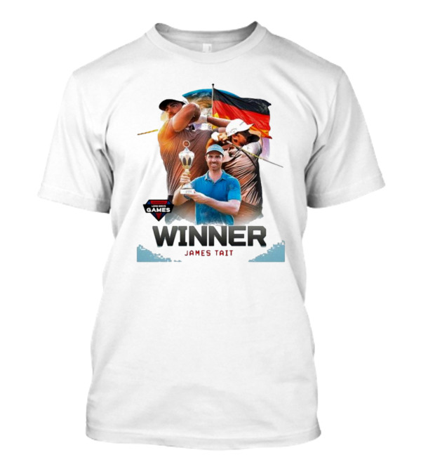 Long Drive Games Winner James Tait With Trophy And German Flag Background T-Shirt