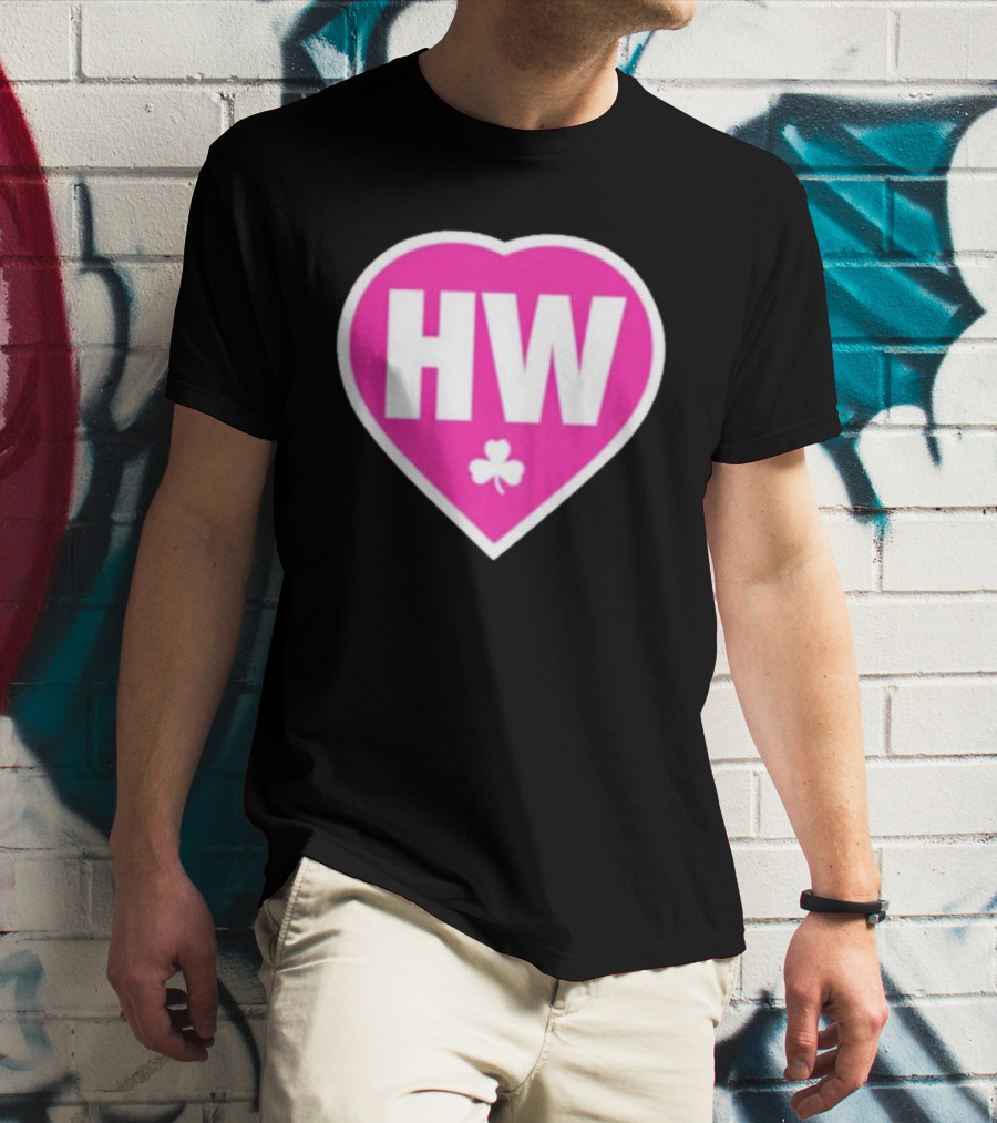 Celtics HW Heart With Pink Clover Move4Heather T-Shirt