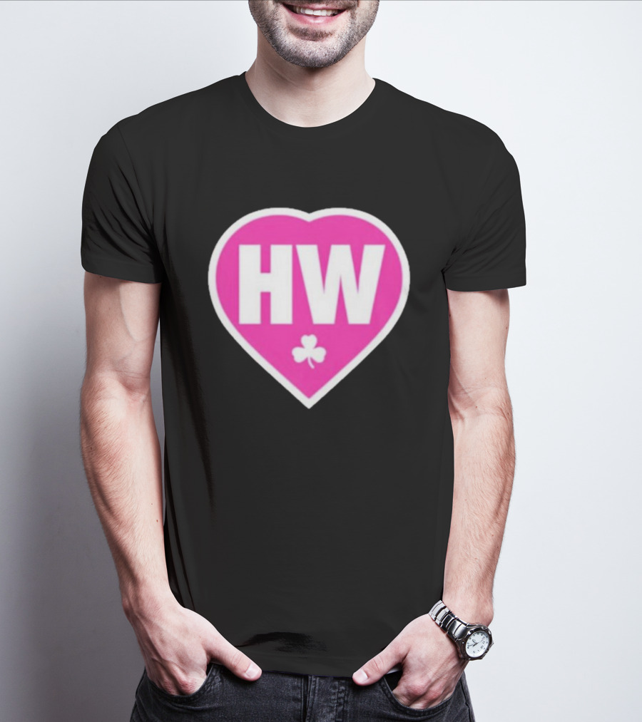 Celtics HW Heart With Pink Clover Move4Heather T-Shirt