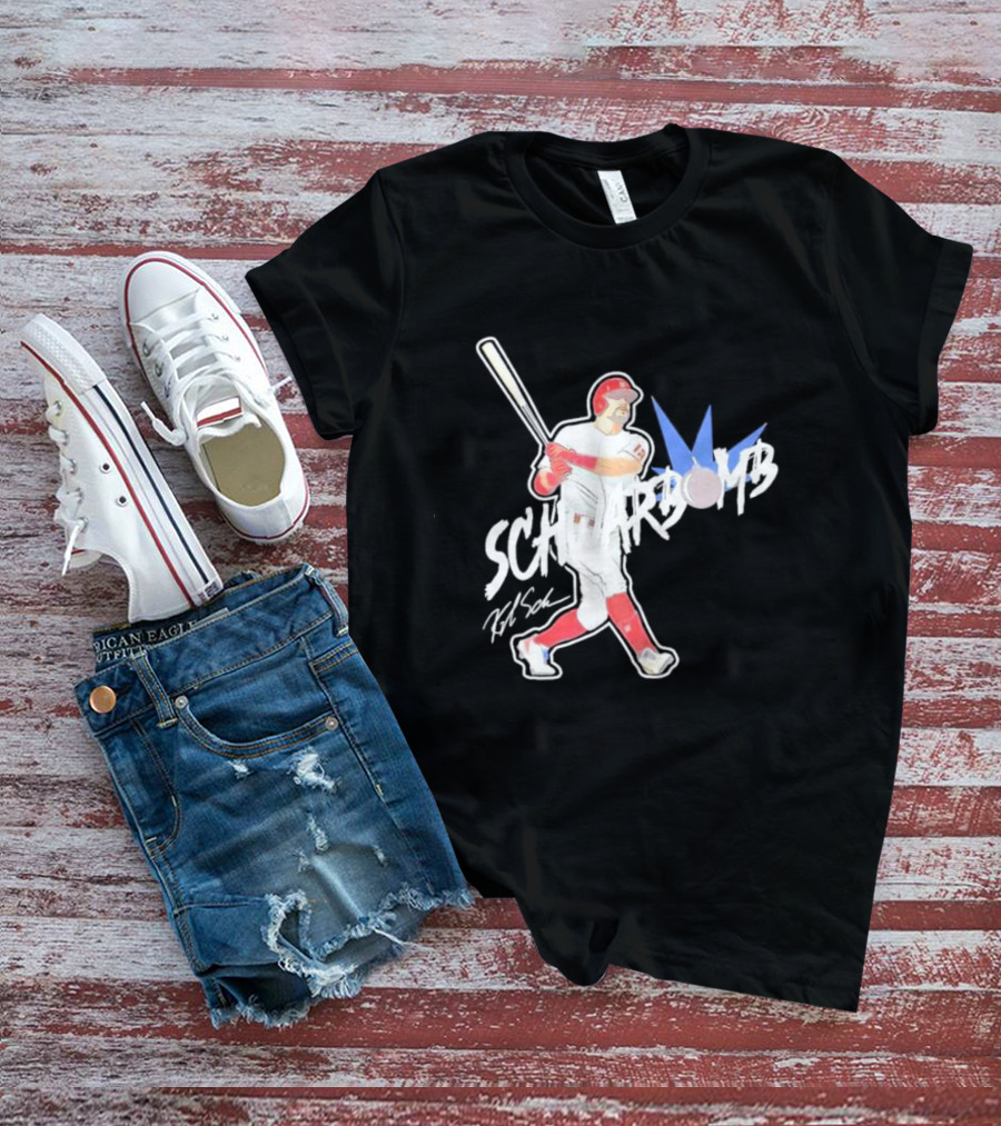 Schwarbomb Illustrated Baseball Swing With Signature Elements T-Shirt
