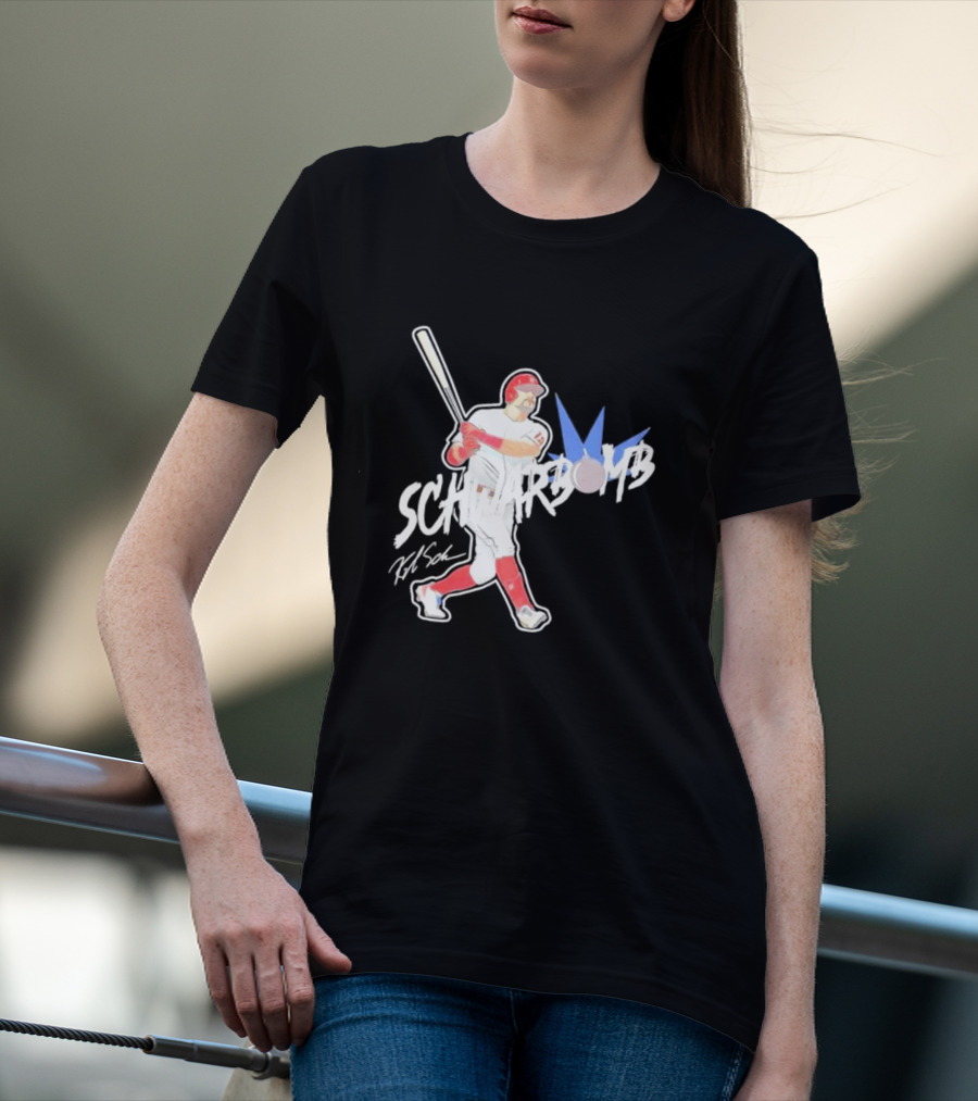 Schwarbomb Illustrated Baseball Swing With Signature Elements T-Shirt